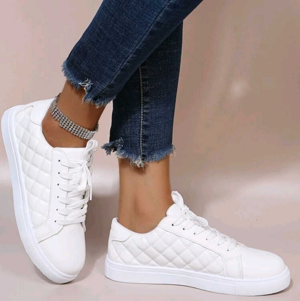 Quilted lace up front skate shoes
